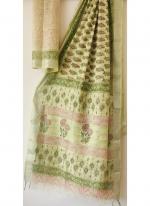 Cotton  Pista Green Daily Wear Printed Saree